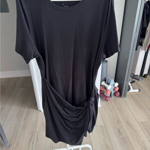 Black Short Sleeve Dress with Side Tie